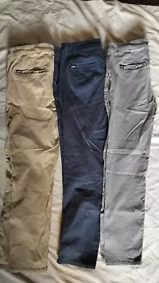 RSQ CHINO Pants Lot Of 3 Pairs London BLUE Skinny Gray Tan 33/30 And 34/30 • $17.99