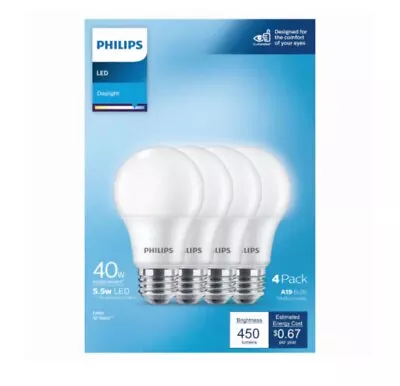 Philips 40W Equivalent Soft White A19 Medium LED Light Bulb (4-Pack) 575845 • $10