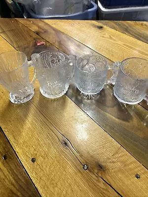 Set Of 4 Vintage 1993 McDonalds Flintstones Glass Mugs Cup RocDonalds • $25