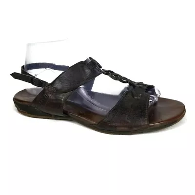 Merrell Micca Strappy Slingback Sandal Womens 9 Mahogany Leather Braided FLAW • $18