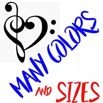 Music Note Heart - Music Heart- Vinyl Decal Multiple Colors And Sizes Sticker • $3.99