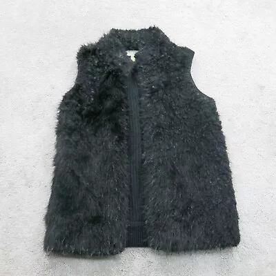 Michael Kors Womens Rabbit Fur Knit Vest Jacket Open Front Black Size X Small • $19.99