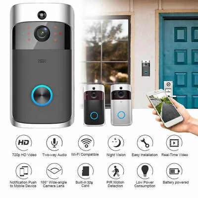 Smart Wireless WiFi Ring Doorbell Security Intercom Video Camera  Chime+Battery • $59.59