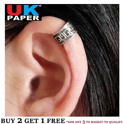 Silver Plated Aztec Cartilage Upper Helix Ear Cuff Clip-on Wrap Emo Punk Earring • £2.99