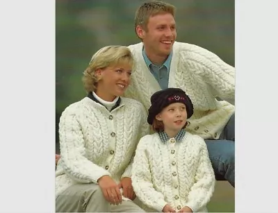 TW87 Family Aran Long Sleeved Cardigans 24-46  Vintage Knitting Pattern COPY • £3.49