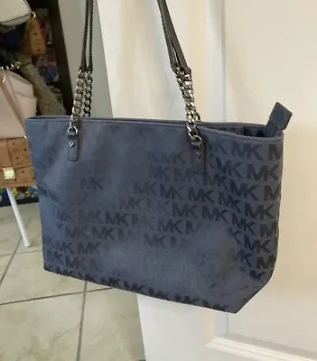 Michael Kors Chain Tote Handbag In Navy Blue Authentic • $46