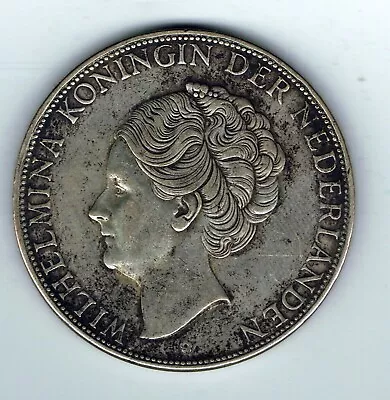 1933 Netherlands 2 1/2 Gulden Guilder Silver Coin : 25g • $1.74