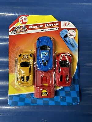 3 Race Cars With Launcher Toys Kids Gifts Racing Car Toy Presents Race Racer • £2.99
