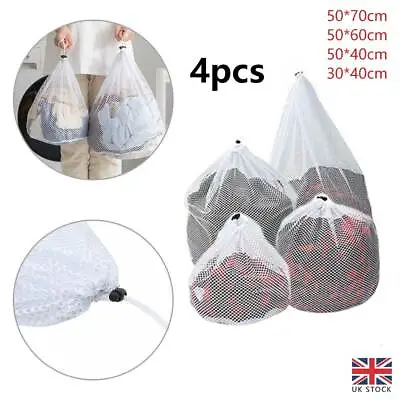 4x Washing Machine Mesh Net Bags Laundry Bag Large Thickened Reusable Wash Bags • £9.45