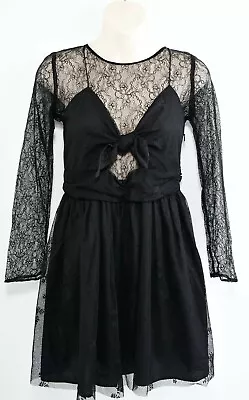 £14.99 • Buy ZARA - TRAFALUC Collection Womens Black Lace Long Sleeve Mini Dress, Size M