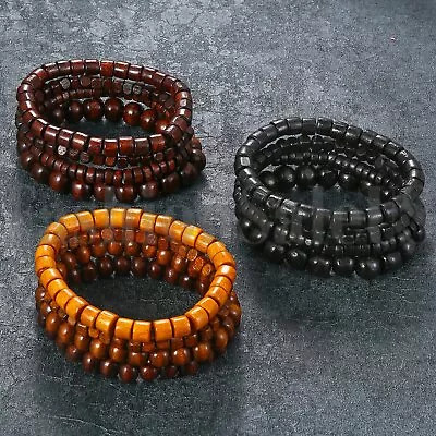 12pcs Wood Mix Lots Ethnic Tribal Beaded Men Women Cuff Wristband Bracelet Set • $16.99