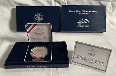 Marine Corps 230th Anniversary Silver Dollar 2005 US Mint With Box And COA. • $59.99