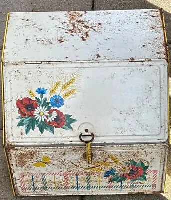 Vintage Rustic Bread Box Double Decker Tin Metal White Bin Keeper • $21.75