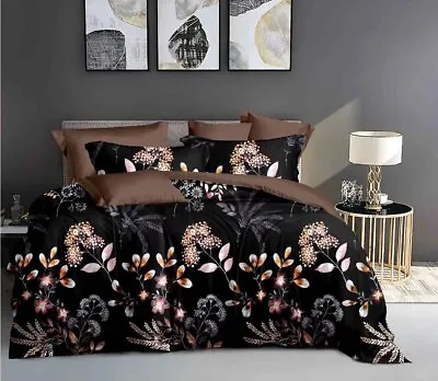 Black Botanical 3pc Bedding Set: 1 Duvet Cover & 2 Pillow Shams Queen/King • $52.99