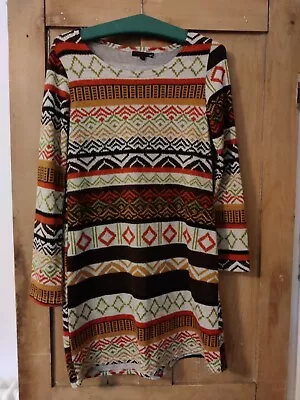 £9.99 • Buy Joe Browns Knitted Fair Isle Dress Women's Size 12 Brown Green Boho Y2K Style