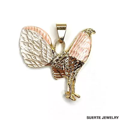 14K Gold Plated Tri Tone Rooster Pendant Oro Laminado Gallo Medalla Collar • $13.99