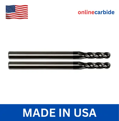 2 PCS 3/32  4 FLUTE BALL NOSE CARBIDE END MILL - TiALN COATED • $17.95