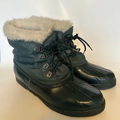 Eddie Bauer Sorel Boots Womens 10 Green Duck Sherpa Lined Winter Waterproof Rain • $35.99