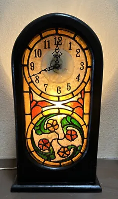 Vtg Illuminated Light Up Hanging Wall Clock Plastic Stained Glass • $49.99