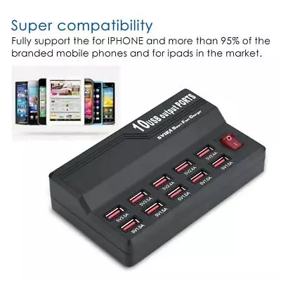 $24.99 • Buy 10 Ports USB Charger 5V 12A Output Charging HUB Desktop Adapter Fast Charger AUS
