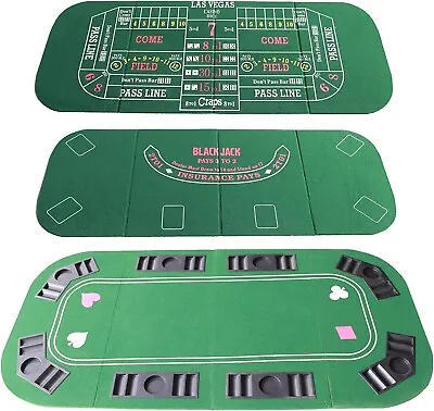 Poker Casino Texas Hold'em Table Top For 3 In 1 (Poker/Blackjack/Craps) Folding • $89.95