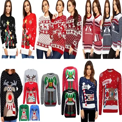 Ladies Mens Jumper Sweater Knitted Merry Christmas Party Top Unisex Xmas Jumper • $18.48