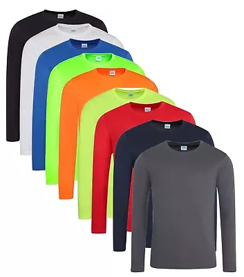 Mens Long Sleeve Breathable Wicking Polyester Cool Athletic T-Shirt Tshirt • £8.99