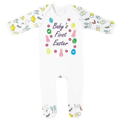 £9.95 • Buy Baby's First Easter Personalised Chick Egg Bunny Baby Romper Babygrow
