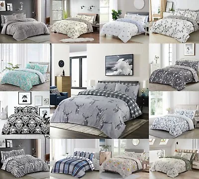 Printed Duvet Cover Set 100% Egyptian Cotton Quilt Bedding Sets Double King Size • £12.99