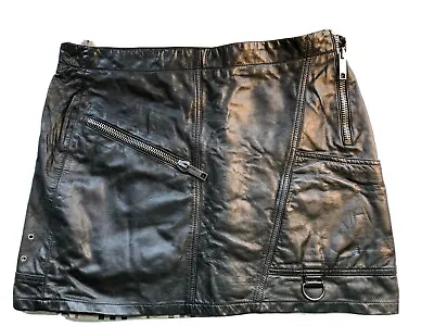 £85 • Buy Burberry Leather Vintage Black Mini Skirt Size 12