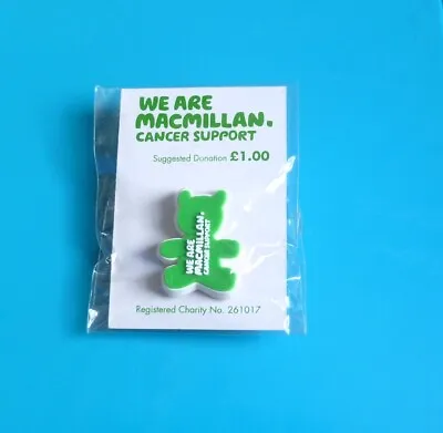 We Are Macmillan Teddy Bear Rubber Stud Pin Badge Charity • £3.99