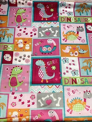 £34.24 • Buy Cotton Fabric Pink Theme Baby Dinosaurs Blocks Directional 3.25 Y X 44  Width