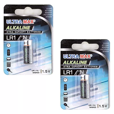 2 Packs ULTRAMAX  MN9100 / LR1 / N 1.5V Alkaline Long Life Battery E90 KN Clock • £4.30