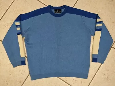 Vtg Demetre Pure Virgin Wool Ski Sweater Sz  Medium Retro Blue PLEASE READ • $26.99