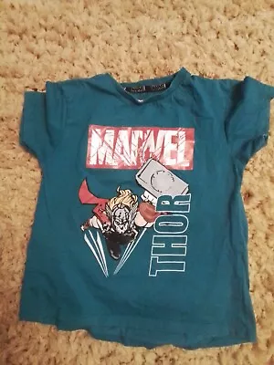 Marvel T Shirt - Age 2-3 Years Boy Girl Teal Green Thor • £4.99