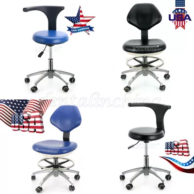 Dental Mobile Saddle Chair Backrest Chair Doctor's Stool PU Leather 360°Rotation • $110.39