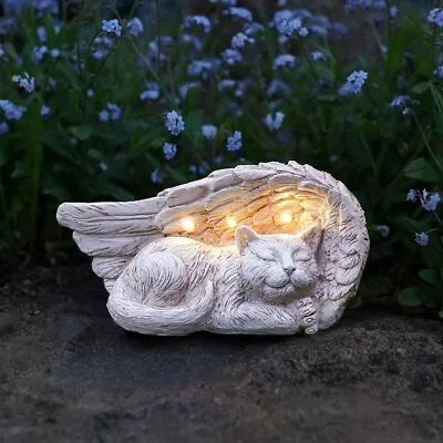 20cm Solar LED Lit Cat Pet Memorial Light Waterproof Garden Outdoor Decoration • £17.99