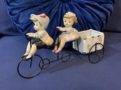 Vintage 1958 Lefton Boy Girl On Tandem Bicycle Figurine Planter Japan Rare • $199.99