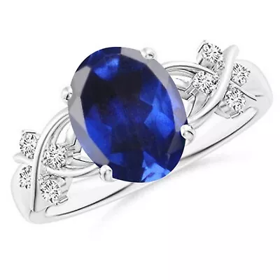 100% Natural Blue Tanzanite 1.70Ct IGI Certified Diamond Ring In 14KT White Gold • £0.01