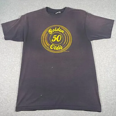 Vintage Record Shirt Adult Medium Dark Brown Single Stitch Vinyl Oldie Music 80s • $24