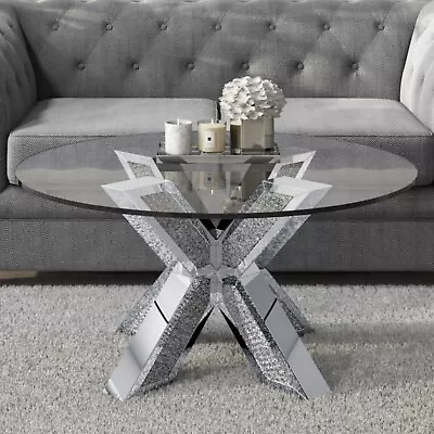 Round Silver Glass Coffee Table - Jade Boutique JAD016 • £159.92