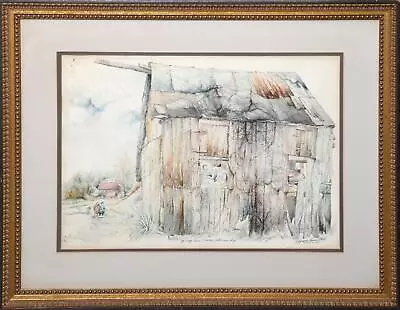 $1200 • Buy Seymour Rosenthal, Men Praying In Barn, Watercolor And Pencil On Paper, Dedicate
