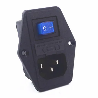 10Pcs Blue 10A 250V 3 Pin IEC320 AC Inlet Male Plug Power Socket Fuse Switch • $11.50