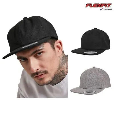 Flexfit By Yupoong Melton Cap YP037 - Men's Flat Peak Wool Snapback Hat • £20.99