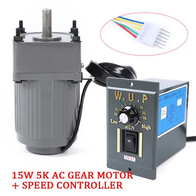 220V 15W AC Gear Motor Electric Motor Variable Speed Controller 1:5 270RPM New • $61