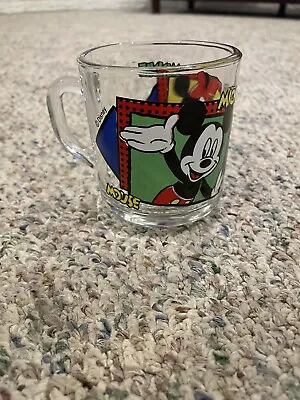Disney Glass Mug Anchor Hocking Mickey And Minnie Mouse 8 Oz Primary Colors • $14.99