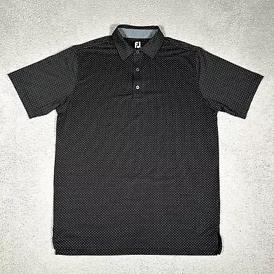 FootJoy FJ Shirt Mens Large Black Polka Dot Golf Polo Stretch Casual Preppy Logo • $28.95