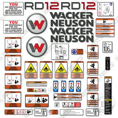 Fits Wacker Neuson RD12  Decal Kit Ride-On Roller Replacement Stickers  • $124.95