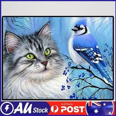 Cat Bird 5D DIY Full Round Drill Diamond Painting Rhinestones Mosaic Decor Gift • $11.09