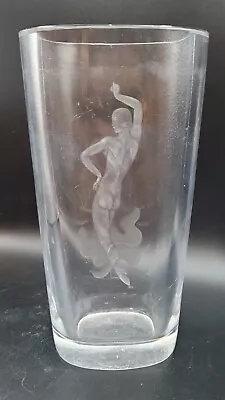 Vintage Orrefors Clear Glass Vase Vicke Lindstrand Signed Etched Art Deco Dancer • $199.99